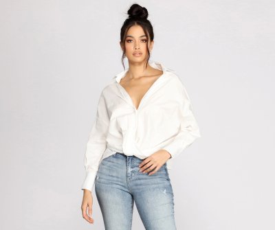 TableClothsUs Wrap Front Poplin Top